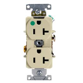 Leviton - 20 amps 125 V Duplex Heavy Duty Hospital Grade Outlet 5-20R 1 pk - Ivory