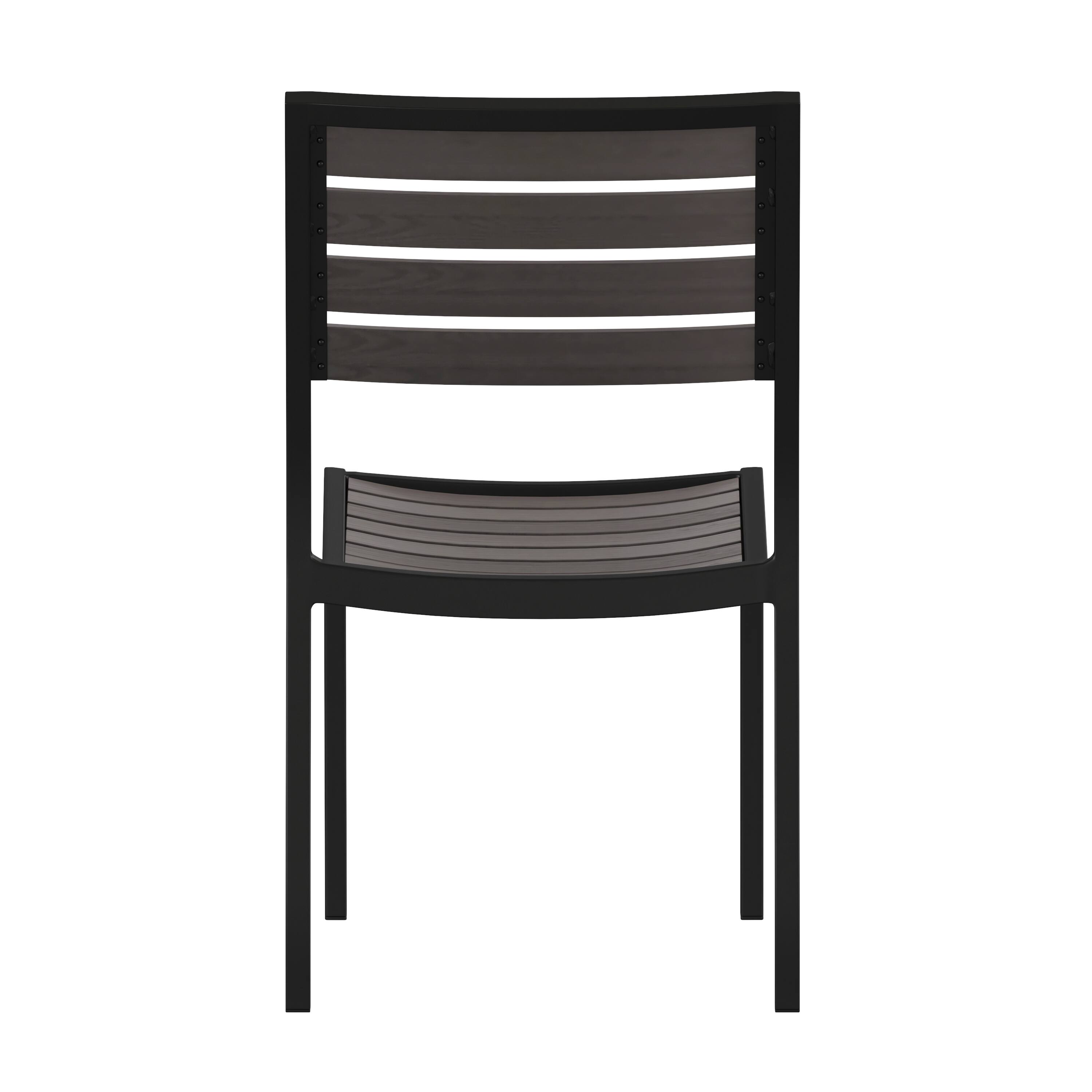 Alt View 8. Emma + Oliver - 2 Pack Outdoor Faux Teak Side Chair with Poly Slats - Teak Patio Chair - Gray Wash Teak.