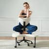Front. Pinmoco - Ergonomic Cross-Legged Swivel Chair, Adjustable Height Meditation Chair with Back Support - Off-White.