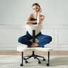 Pinmoco - Ergonomic Cross-Legged Swivel Chair, Adjustable Height Meditation Chair with Back Support - Off-White