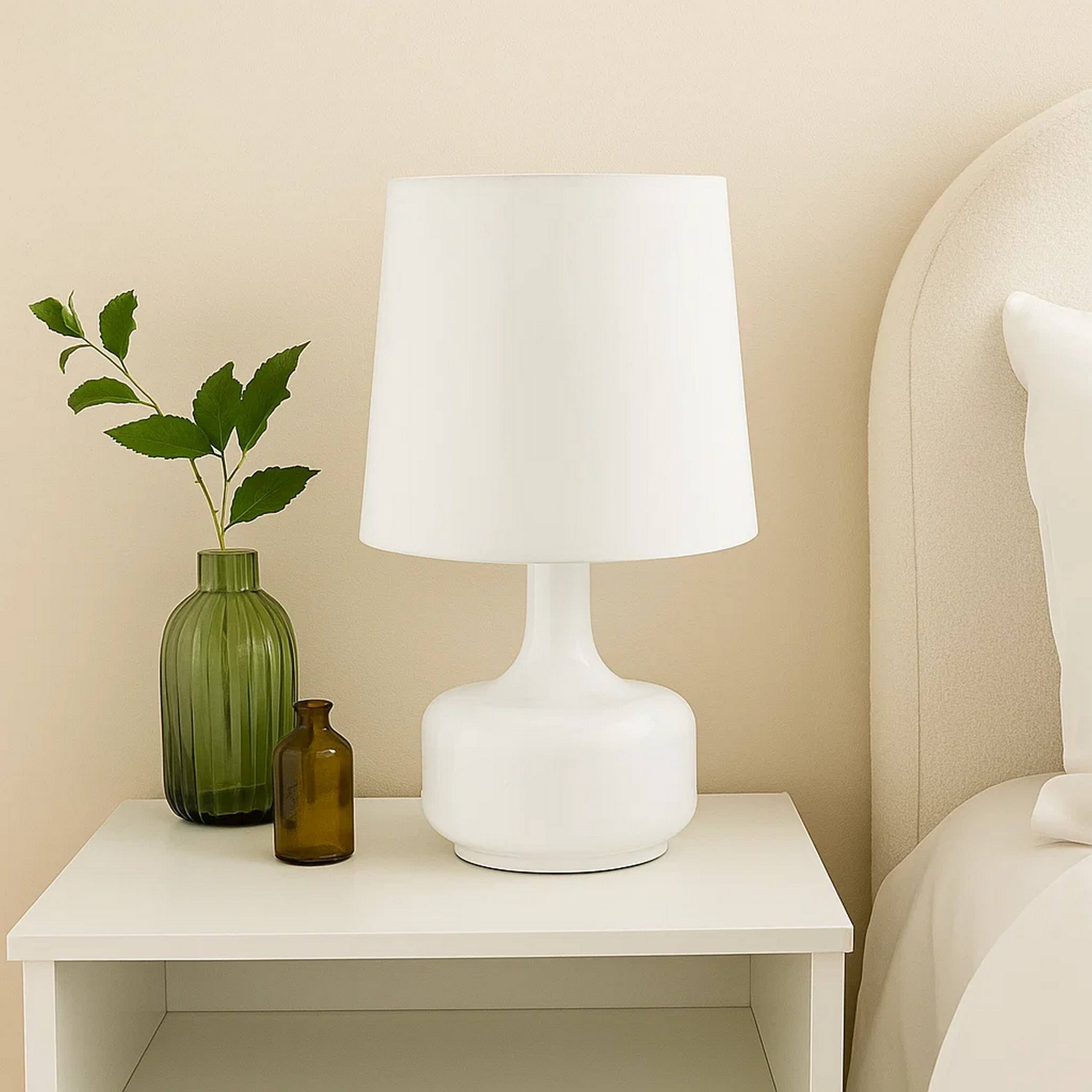 Manhattan Lane Table Lamp with Teardrop Metal Base and Fabric Shade ...