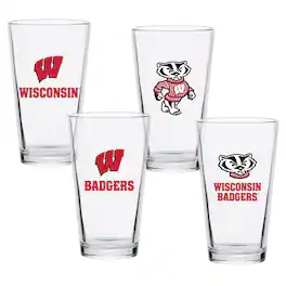 Indigo Falls - Wisconsin Badgers 16oz. Collector Pint Glass Four-Set - Multicolor