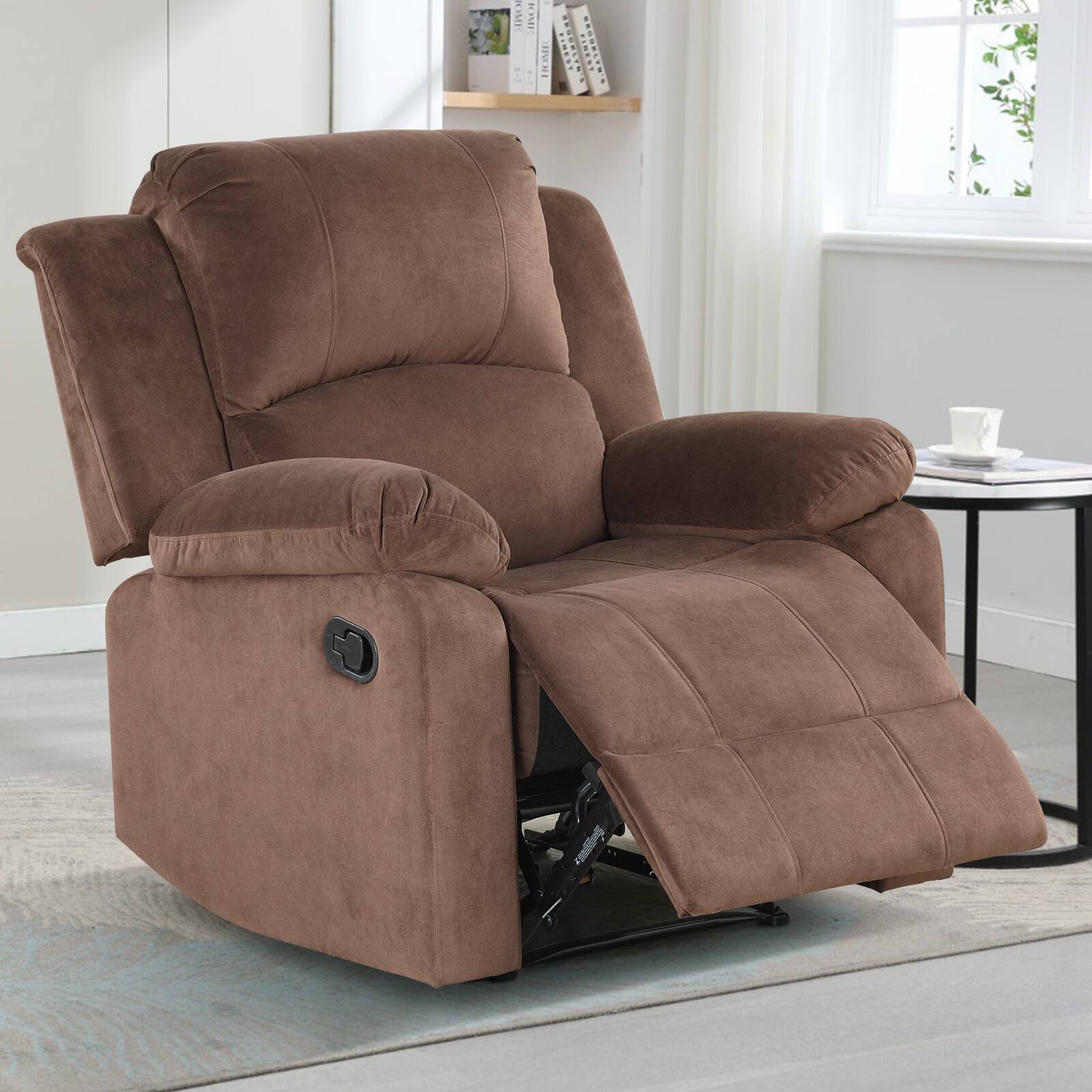 Bestier - 36" Standard Manual Recliner Chair Upholstered Armchair with Adjustable Backrest & Footrest for Nursery, Living Room - Brown