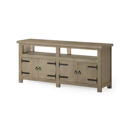 Front. Maven Lane - Maven Lane Luca Rustic Wooden Media Unit in Weathered Grey Finish - Weathered Grey.