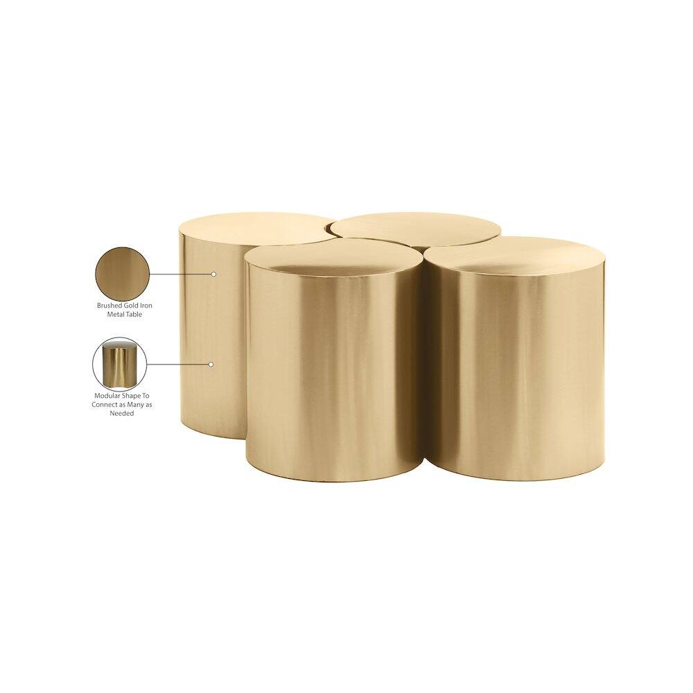 Brushed Gold Iron Metal Table  
Modular Shape To Connect as Many as Needed