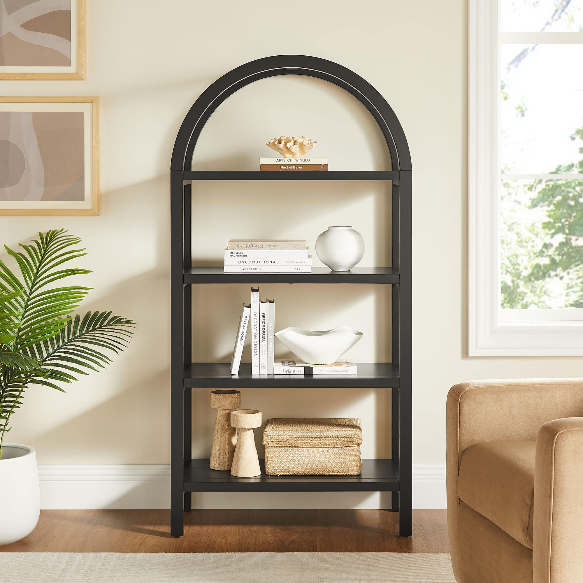 Vexley 60 Inch Arched Bookshelf by Modway - Black