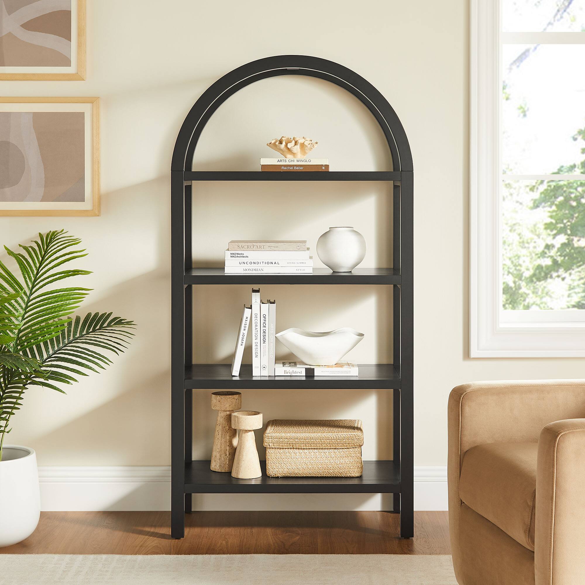 Vexley 60 Inch Arched Bookshelf by Modway - Black
