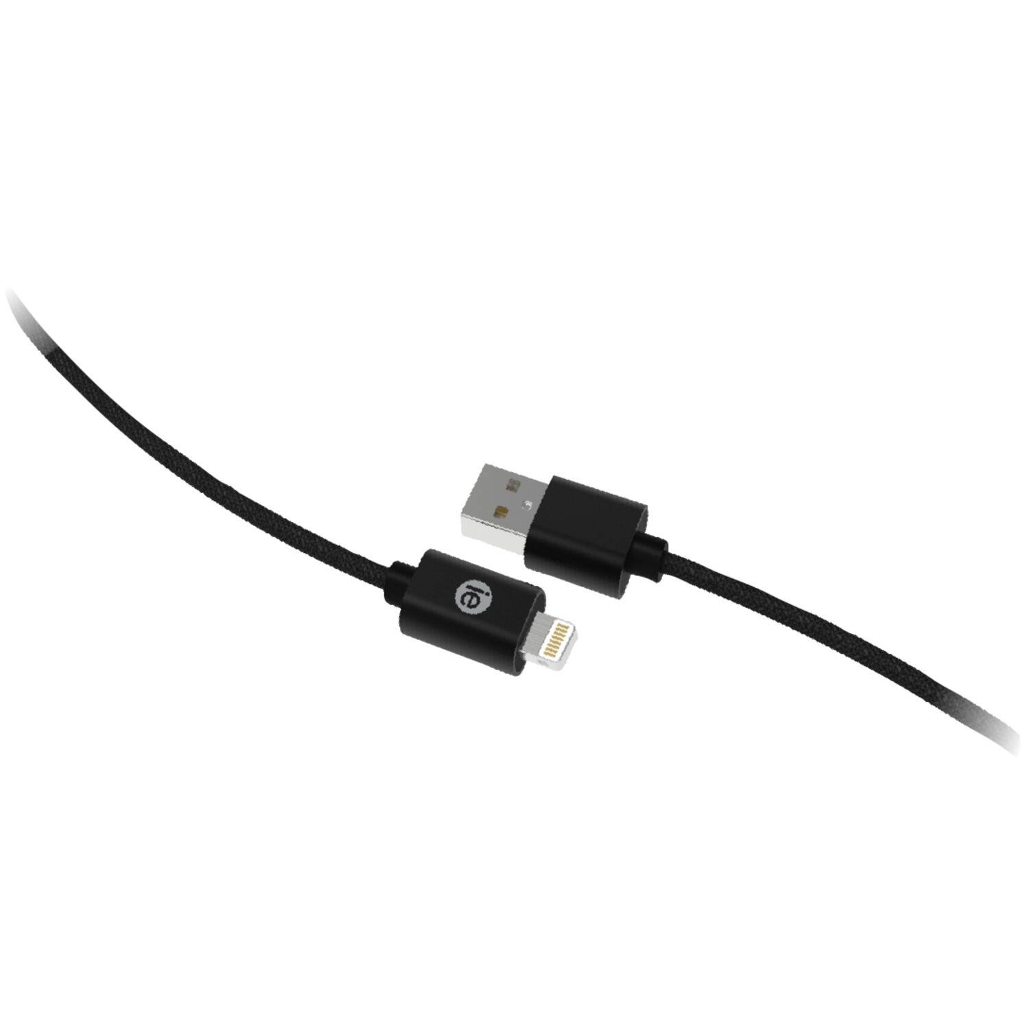 Angle. iEssentials - Iessentials Ien-bc10l-bk Charge And Sync Braided Lightning To Usb Cable (120 In.; Black) - black.