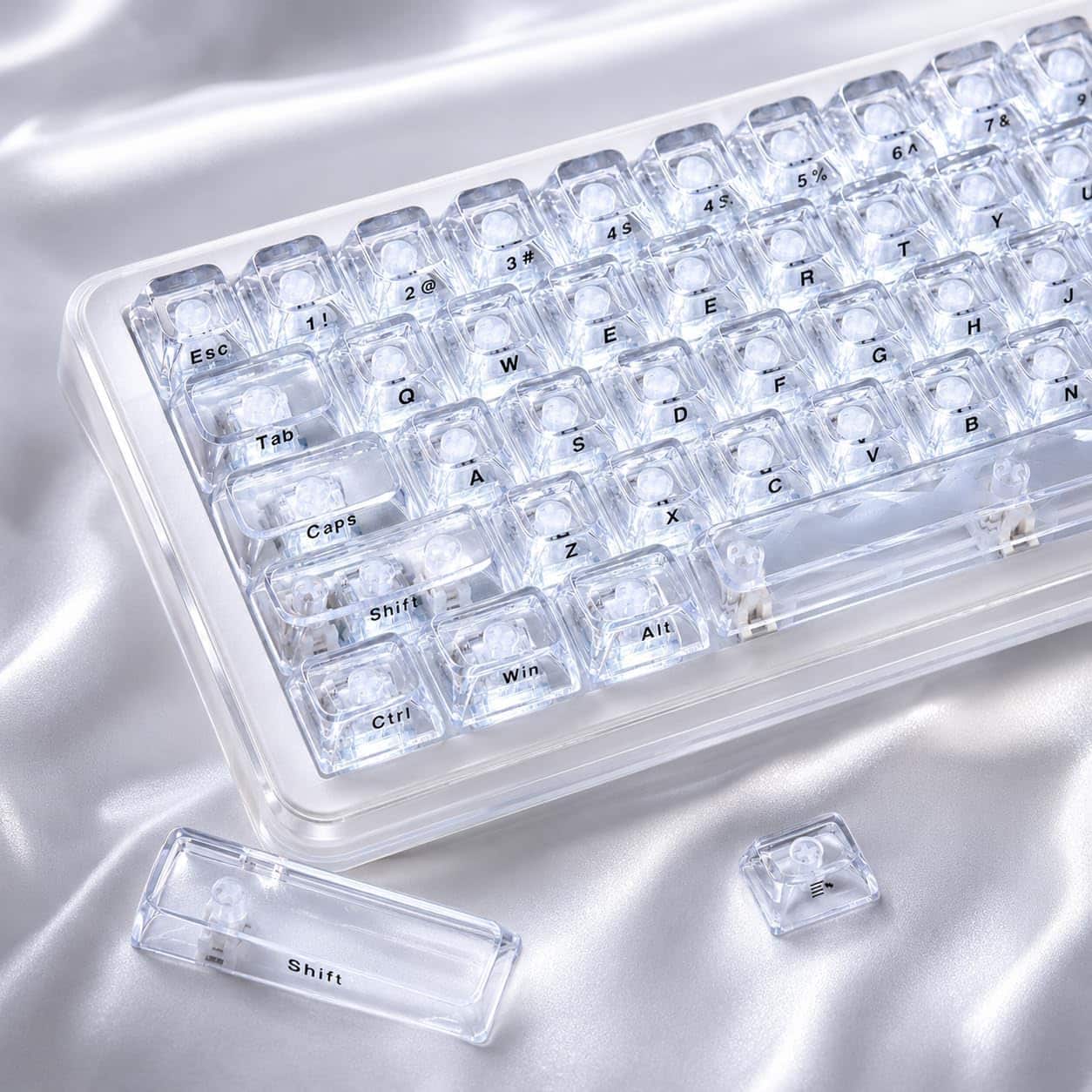 Womier Clear Keycaps Set, Transparent Shine Through Keycap for MX