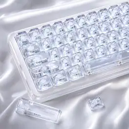 Womier - Clear Keycaps Set, Transparent Shine Through Keycap for MX-Compatible 61/68/84/87/98/100/104 Mechanical Keyboard - White