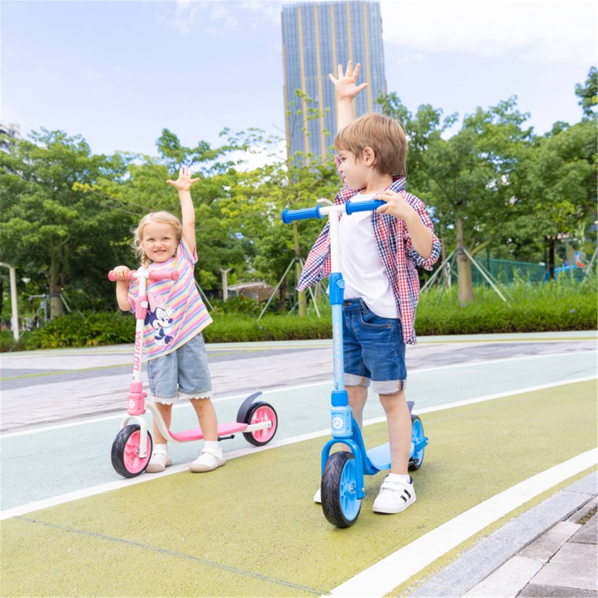 Alt View 6. GoTrax - KS8 Kids Kick Scooter for Ages 5+, 8" Wheels, Adjustable Handlebar, Foldable Design - Pink.