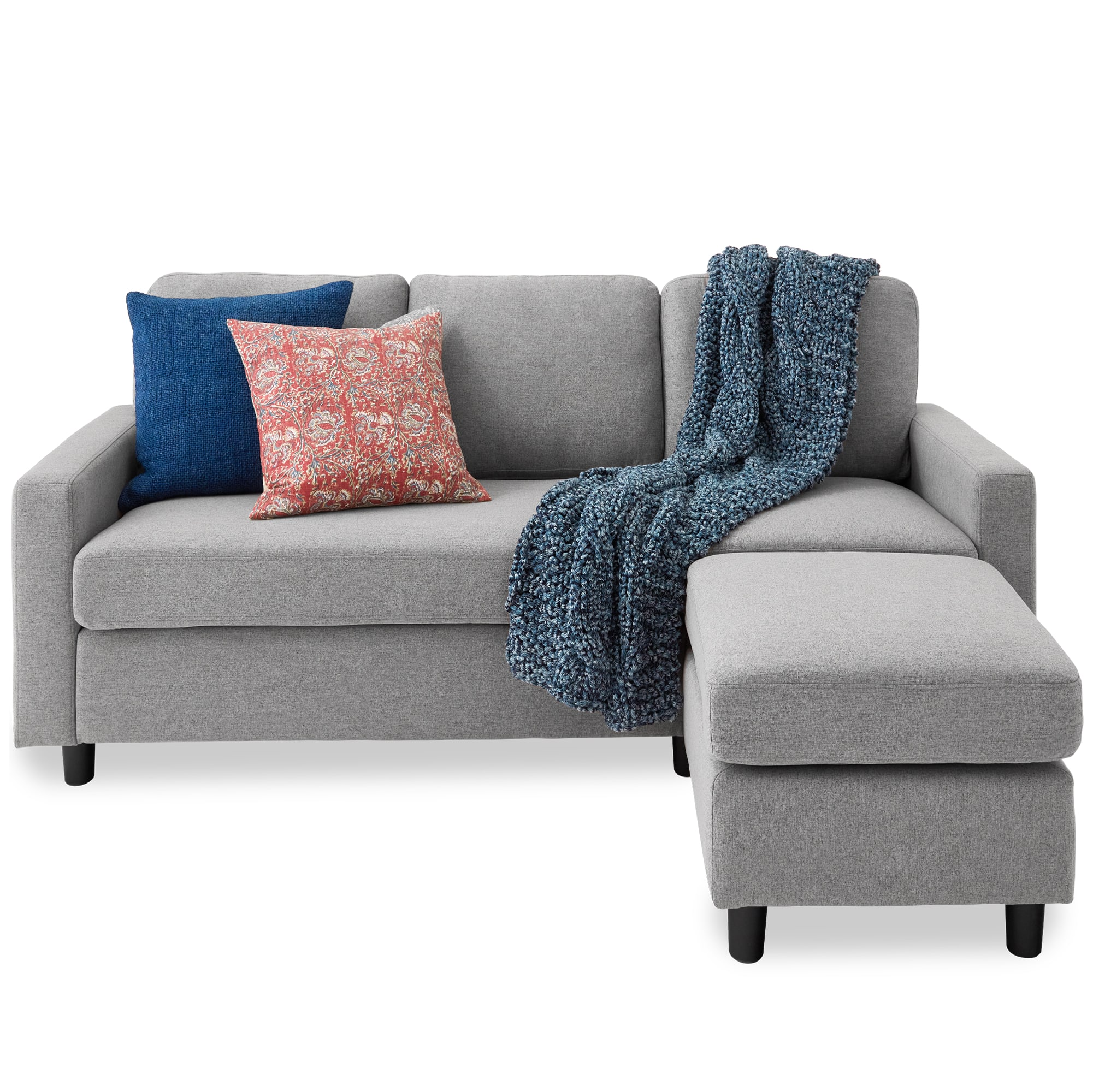 Best Choice Products - Linen Sectional Sofa Couch w/ Chaise Lounge, Reversible Ottoman Bench - Light Gray - Linen - Light Gray price history on PriceWatchPro