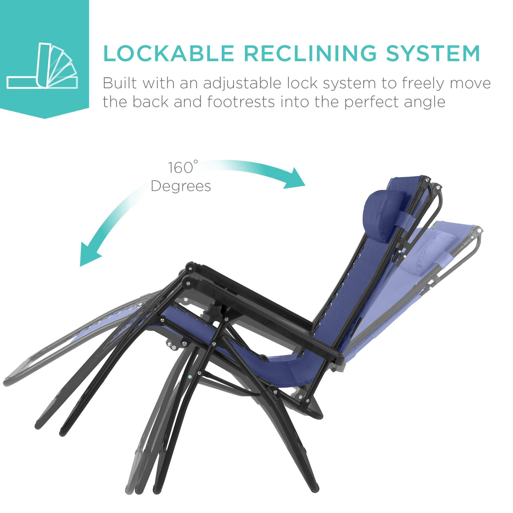 LOCKABLE RECLINING SYSTEM  
Built with an adjustable lock system to freely move the back and footrests into the perfect angle  
160 Degrees