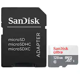 SANDISK - 128GB Ultra UHS-I microSDXC Memory Card with SD Adapter