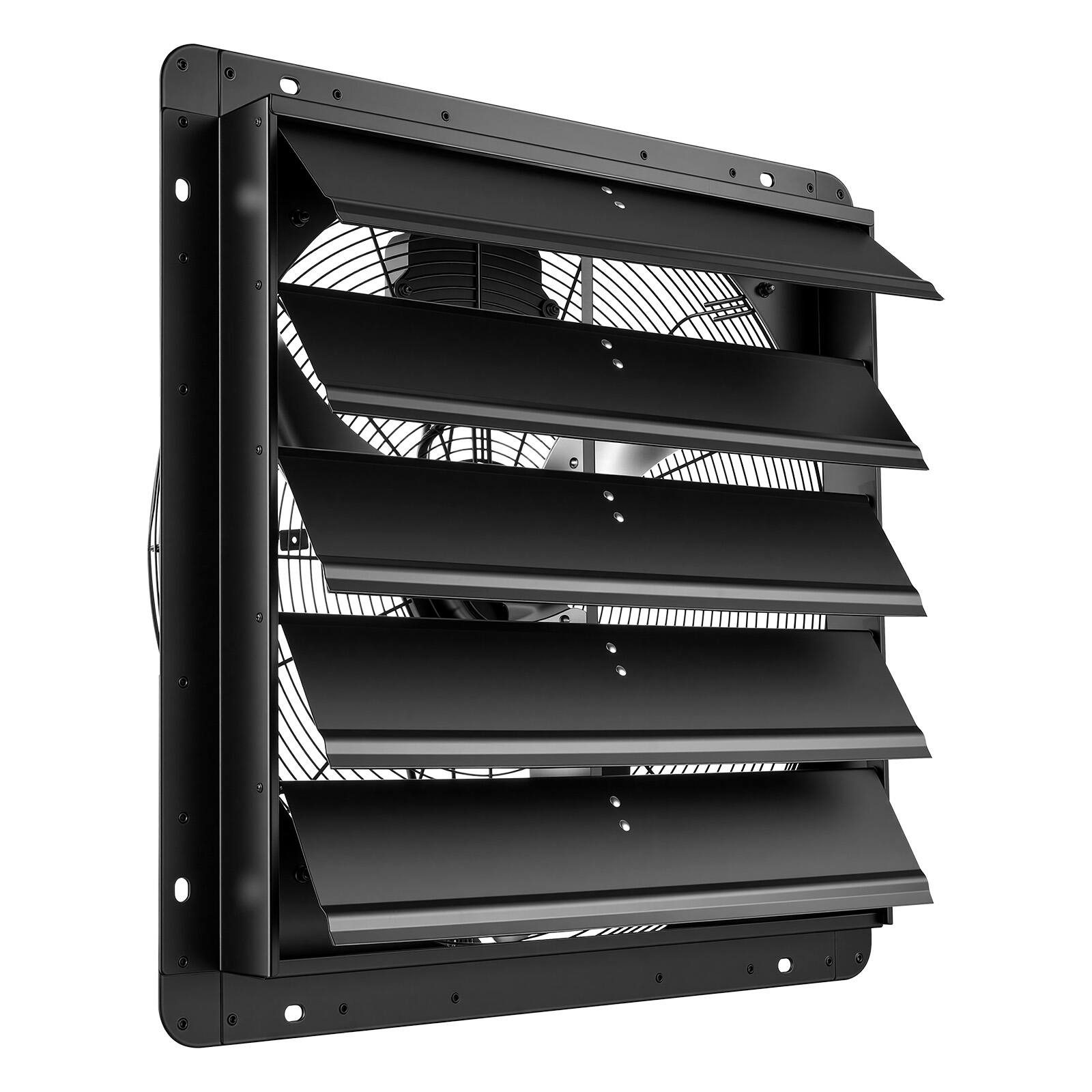 Alt View 5. VEVOR - 24 Inch Shutter Exhaust Fan Wall Mounted Automatic Louvers EC Motor, Steel Housing, Temperature & Humidity Controller - Black.
