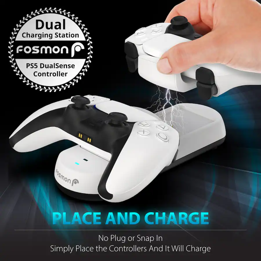 Ps5 Controller Plug Fosmon For PS5 Controller Charger, Dual Charging Station Dock with LED ...