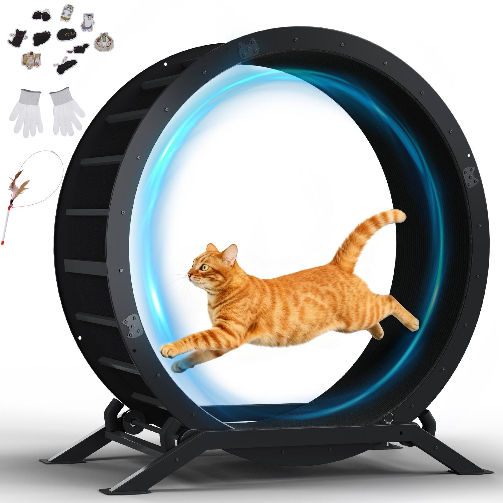 Front. CloudRest Pro - Cat Wheels 40" Diameter Large Cat Exercise Wheel for Indoor Cats Cat Treadmill Ultra-Quiet Scroll Wheel - Black.