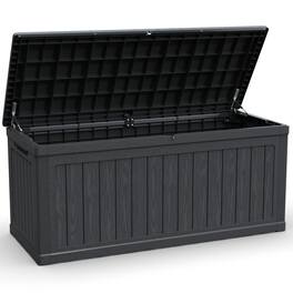 HOMLUX - Large Outdoor Storage Deck Box for Patio Furniture and Sports/Pools Equipment Waterproof Resin - Black