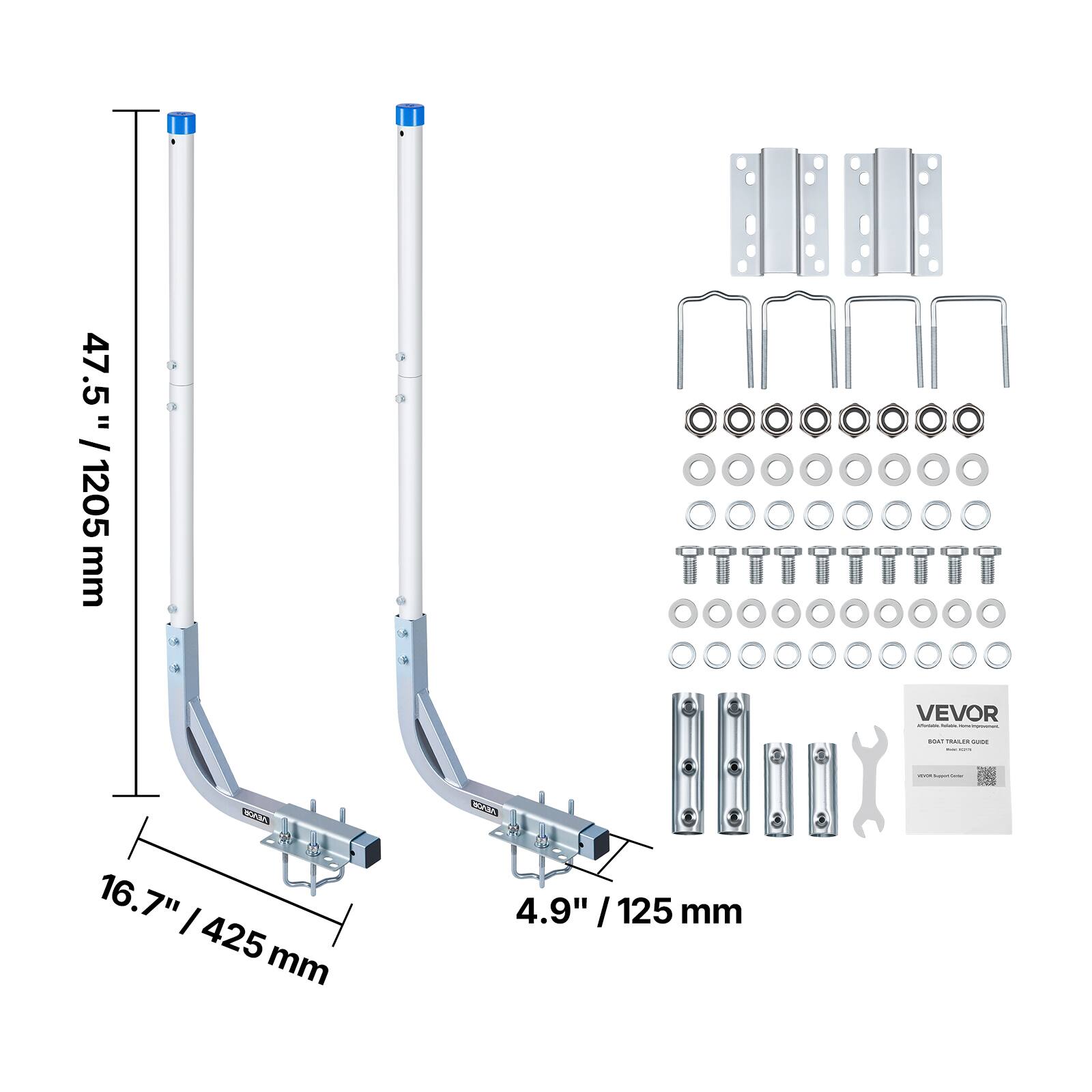 5 47.5" / 1205 mm  
VEVOR  
16.7" / 425 mm  
4.9" / 125 mm