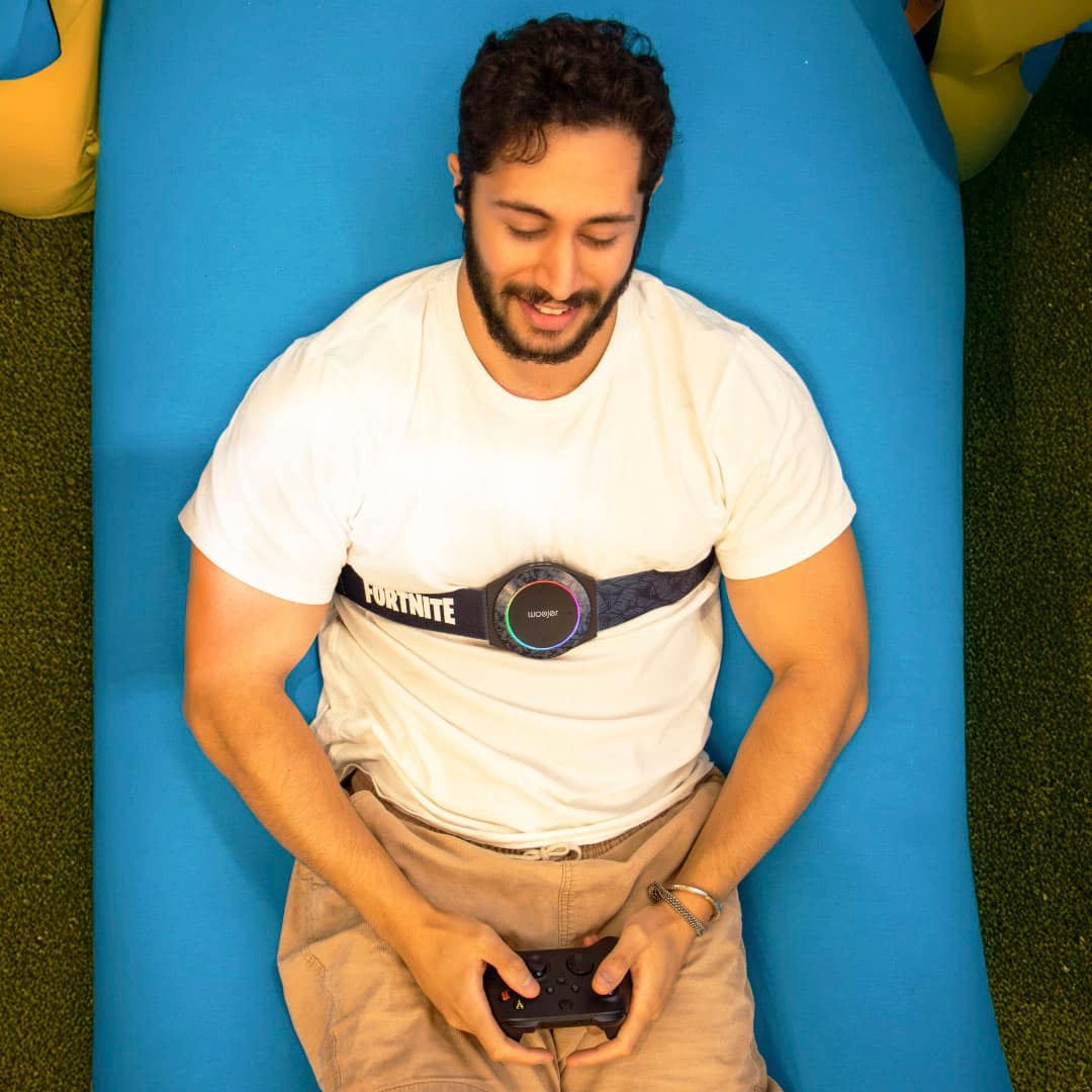 Alt View 17. Woojer - Fortnite High-Fidelity Haptic Body Strap 3 - Victory Royale Edition - for Games, Music, Movies, VR, and Wellness. - Gray.