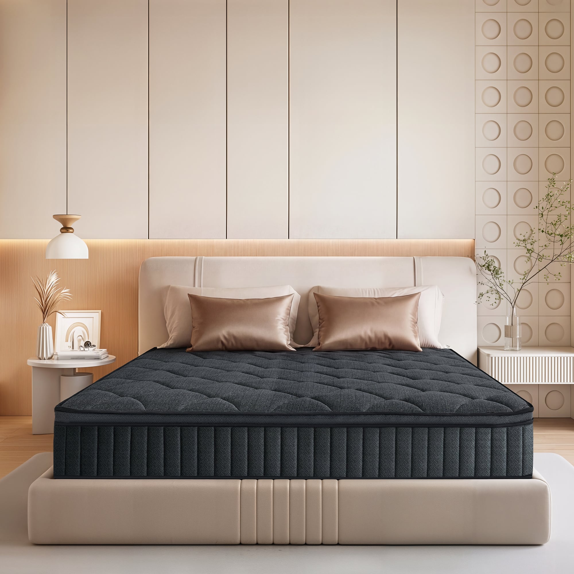 Vipbear - Hybrid Mattress in a Box with Memory Foam & Individual Pocket Springs, Fiberglass Free, CertiPUR-US Certified - Dark gray 14 inch price history on PriceWatchPro