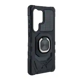 Reiko - Kickstand Ring Holder Tpu Shockproof Case For Samsung Galaxy S25 Ultra In - Black