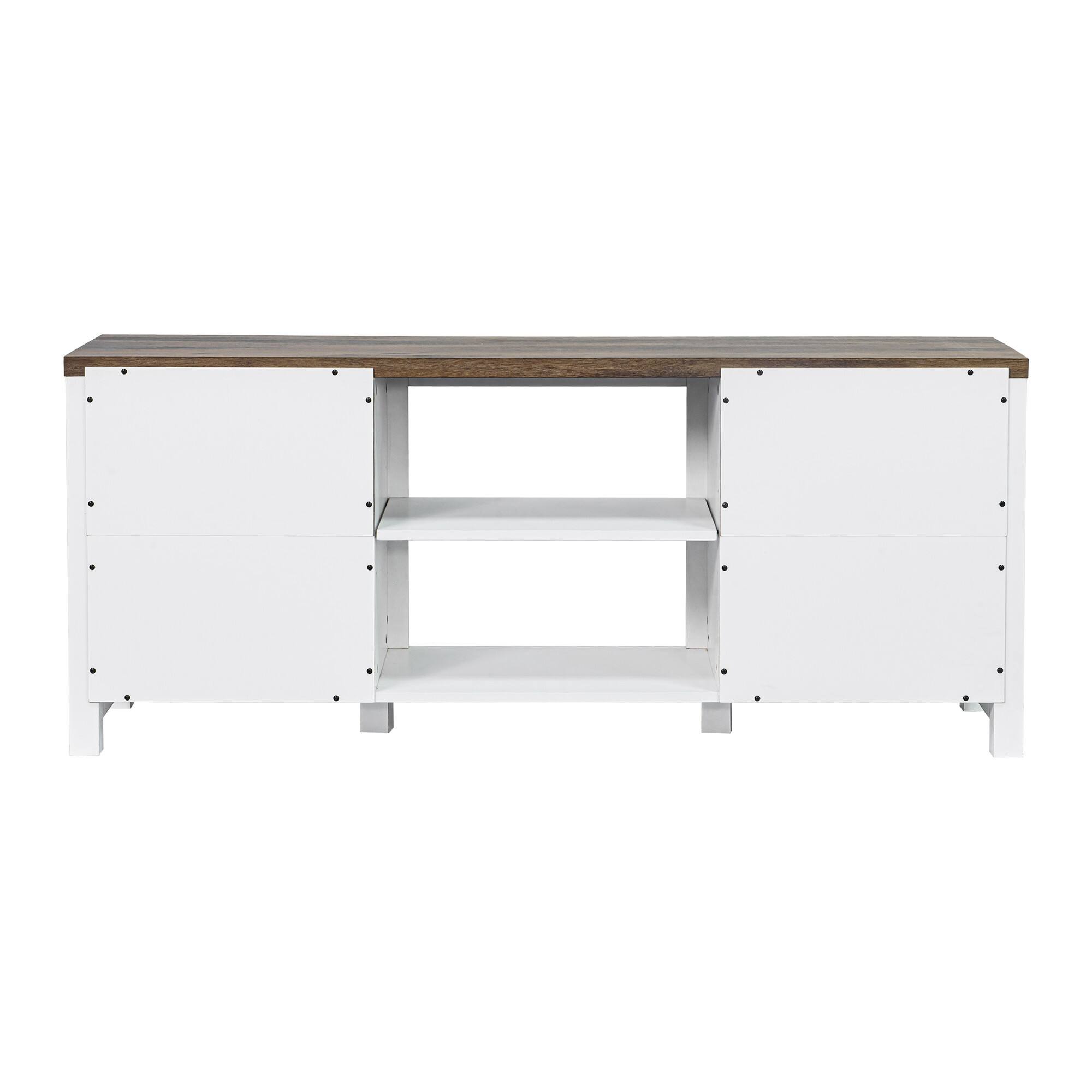 Alt View 6. Ihomeadore - 58" Farmhouse TV Stand with Open Storage Shelves and Cabinets for TV up to 65" - White.