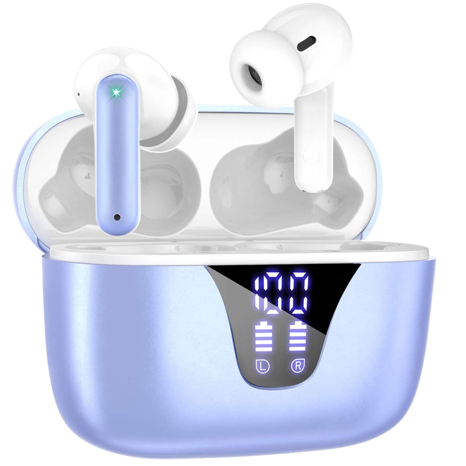 Front. Trigiz - Wireless Earbuds, 65hrs Stereo Deep Bass with Charging Case,  IPX7 Waterproof Headset for iPhone Andriod Phones - Blue.