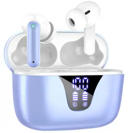 Front. Trigiz - Wireless Earbuds, 65hrs Stereo Deep Bass with Charging Case, IPX7 Waterproof Headset for iPhone Andriod Phones - Blue.