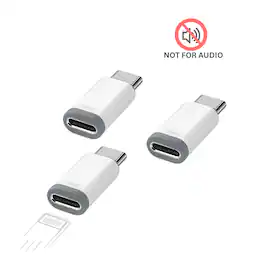 Qixxronics - 3PCS Lightning to USB-C Adapter for iPhone 17 16 15, iPad Pro/Air, Samsung S25 S24, Charger Connector, NOT FOR AUDIO/OTG - White