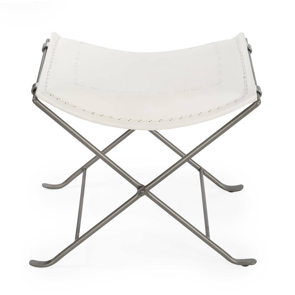 Alt View 3. Butler Specialty - Melton Leather 21.5"W Accent Stool - White.