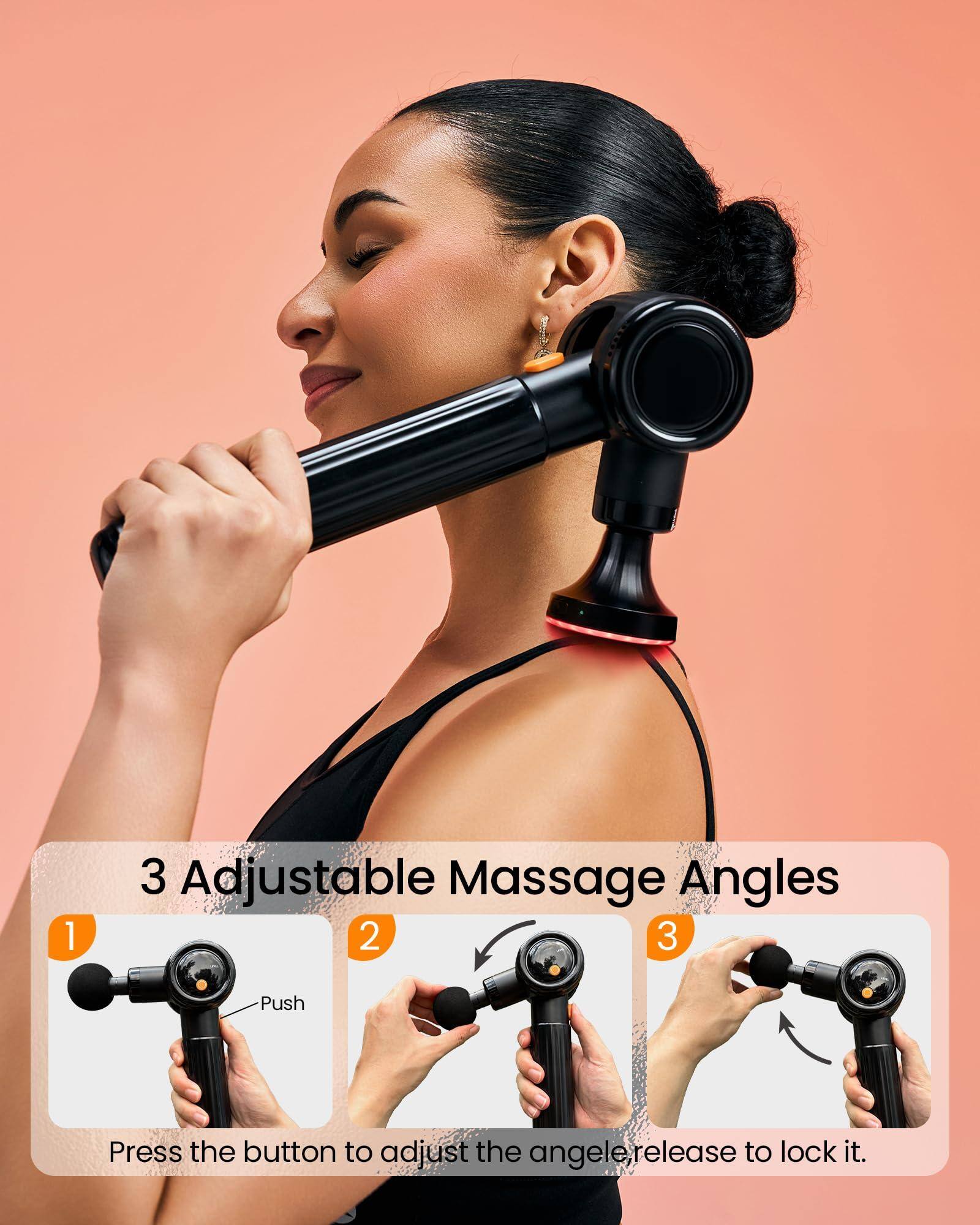 3 Adjustable Massage Angles

1. Push
2. 
3. 

Press the button to adjust the angle, release to lock it.