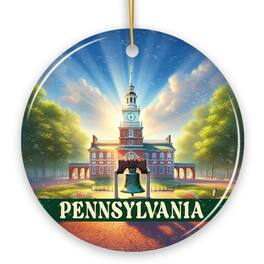 OrnamentallyYou - Historic Liberty Bell and Independence Hall Pennsylvania Ornament, Colonial Landmark Christmas Gift - Multi-colored