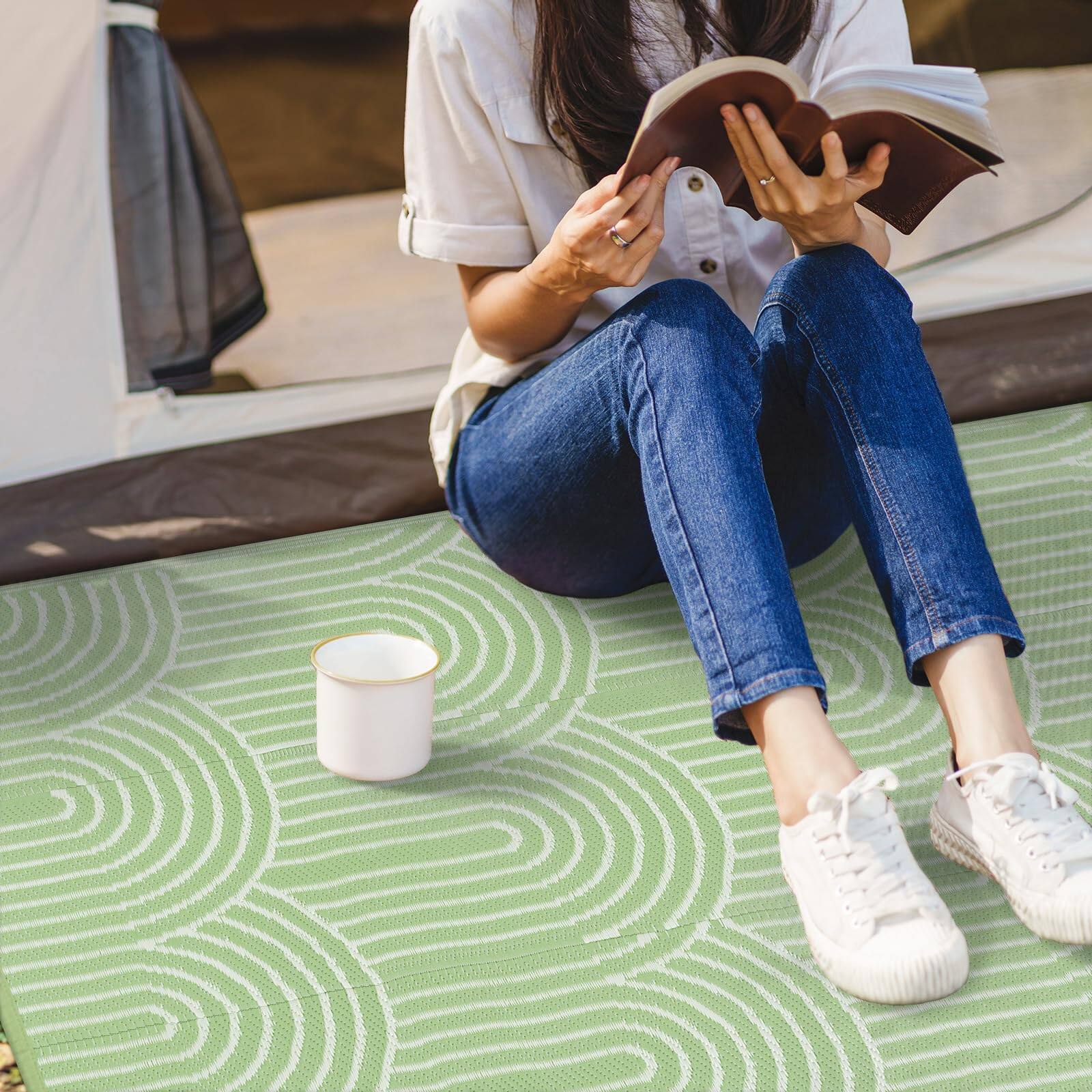 Alt View 4. Reds Spade - Outdoor Camping Rugs For Outside Your Rv Waterproof Plastic Straw Reversible Patio Rug Proch Backyard Balco... - Orange-5' x 8' (Rectangular).