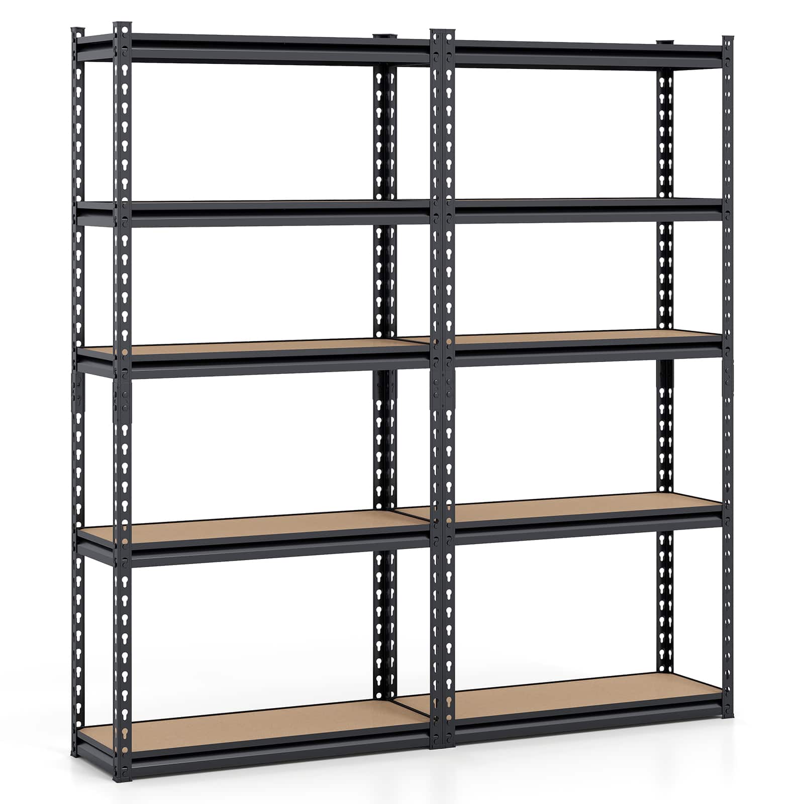 Costway - 2 PCS 60" H x 30" W x 12" D 5-Tier Garage Shelving Unit 2200 LBS Metal Shelves - Black