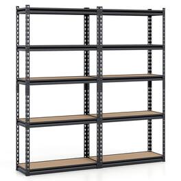 Costway - 2 PCS 60" H x 30" W x 12" D 5-Tier Garage Shelving Unit 2200 LBS Metal Shelves - Black