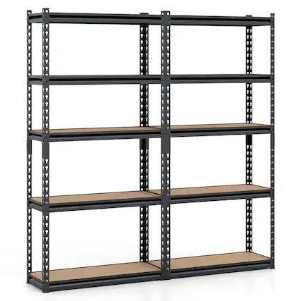 Front. Costway - Costway 2 PCS 60" H x 30" W x 12" D 5-Tier Garage Shelving Unit 2200 LBS Metal Shelves - Black.