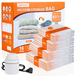 AGPtek - 16 Pack Vacuum Storage Bags Compression Storage Bags for Blankets Clothes - Clear Orange