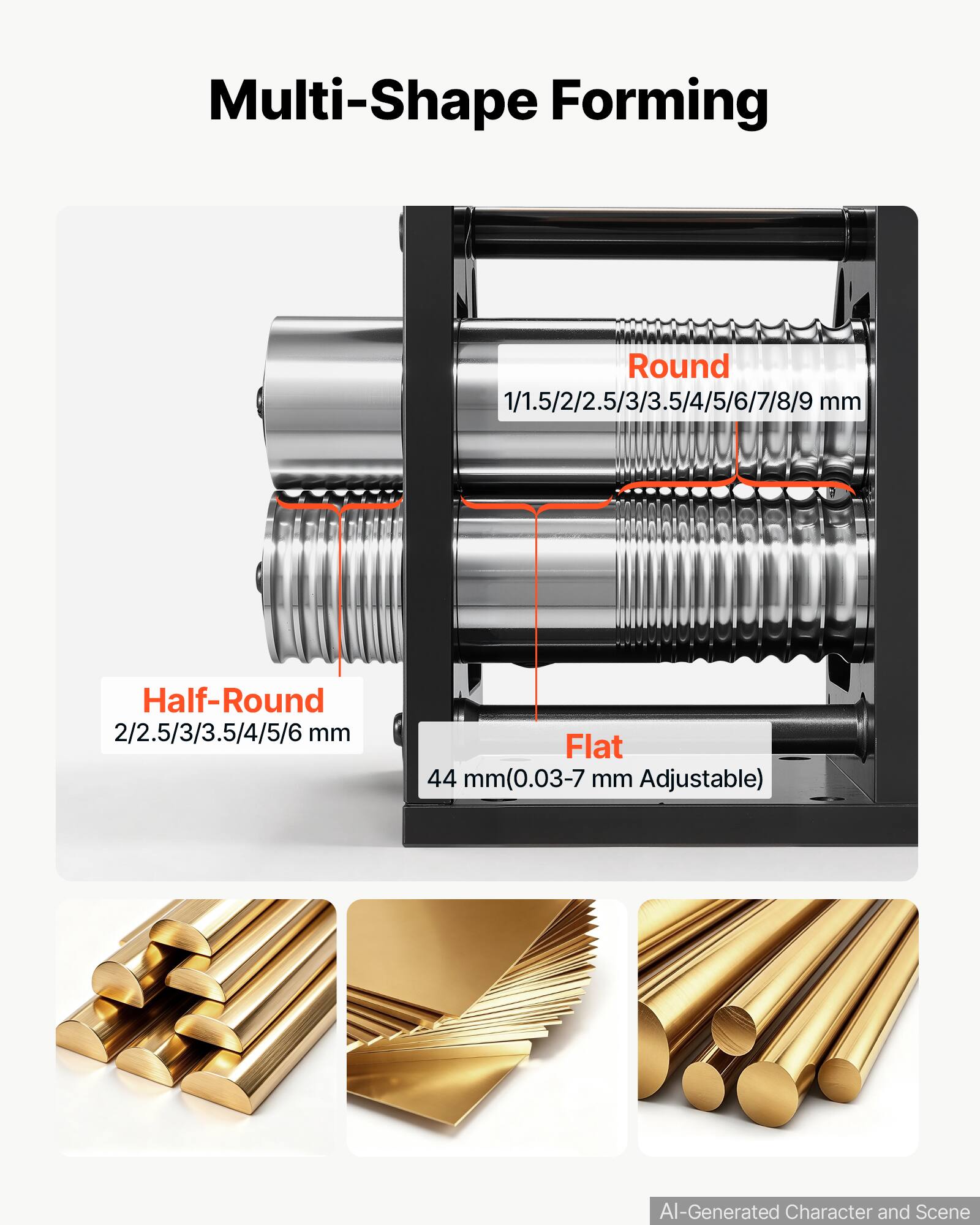 Multi-Shape Forming

Round 1/1.5/2/2.5/3/3.5/4/5/6/7/8/9 mm

Half-Round 2/2.5/3/3.5/4/5/6 mm

Flat 44 mm (0.03-7 mm Adjustable)

AI-Generated Character and Scene