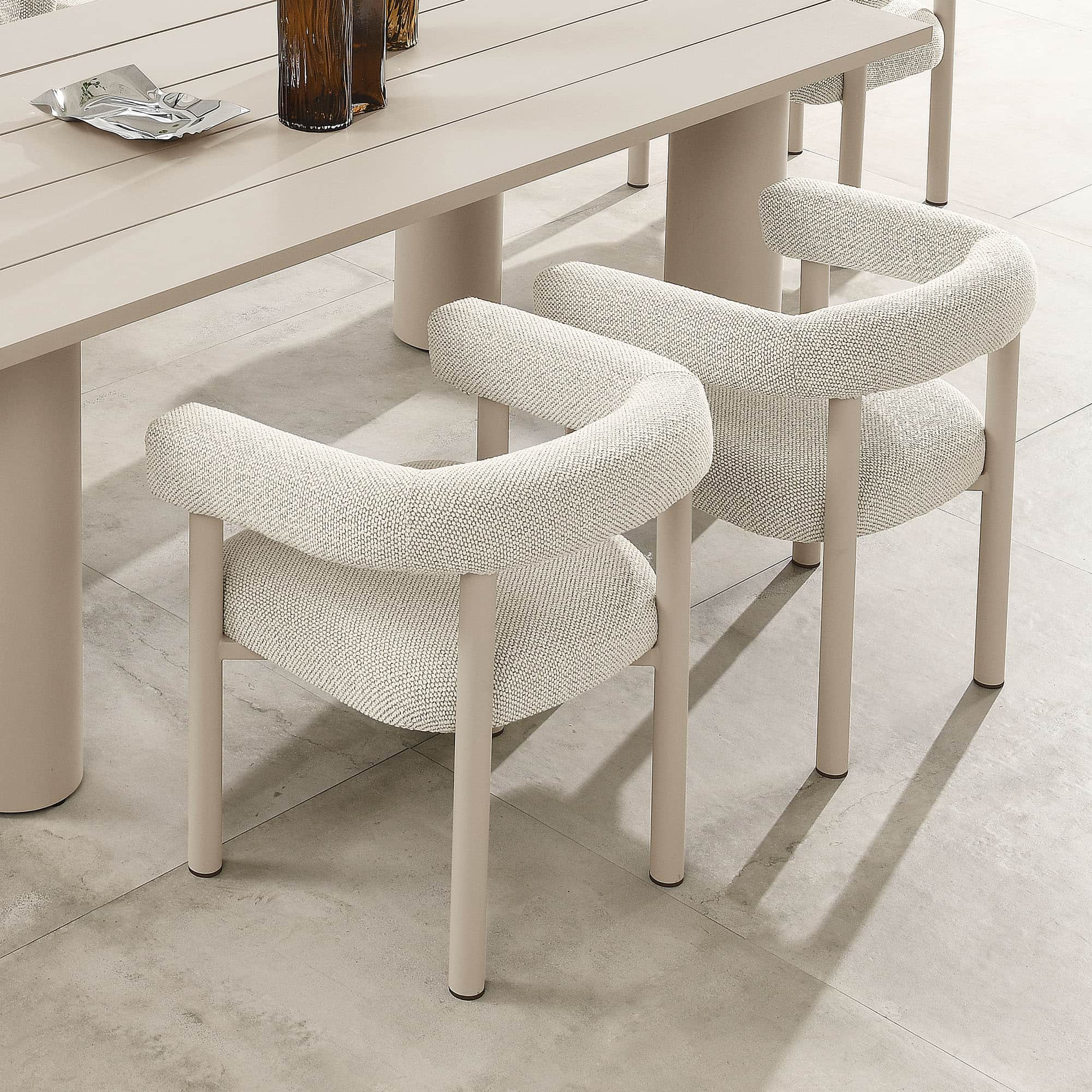 Nautica Outdoor Patio Aluminum Dining Armchairs Set of 2 by Modway - Ivory Taupe