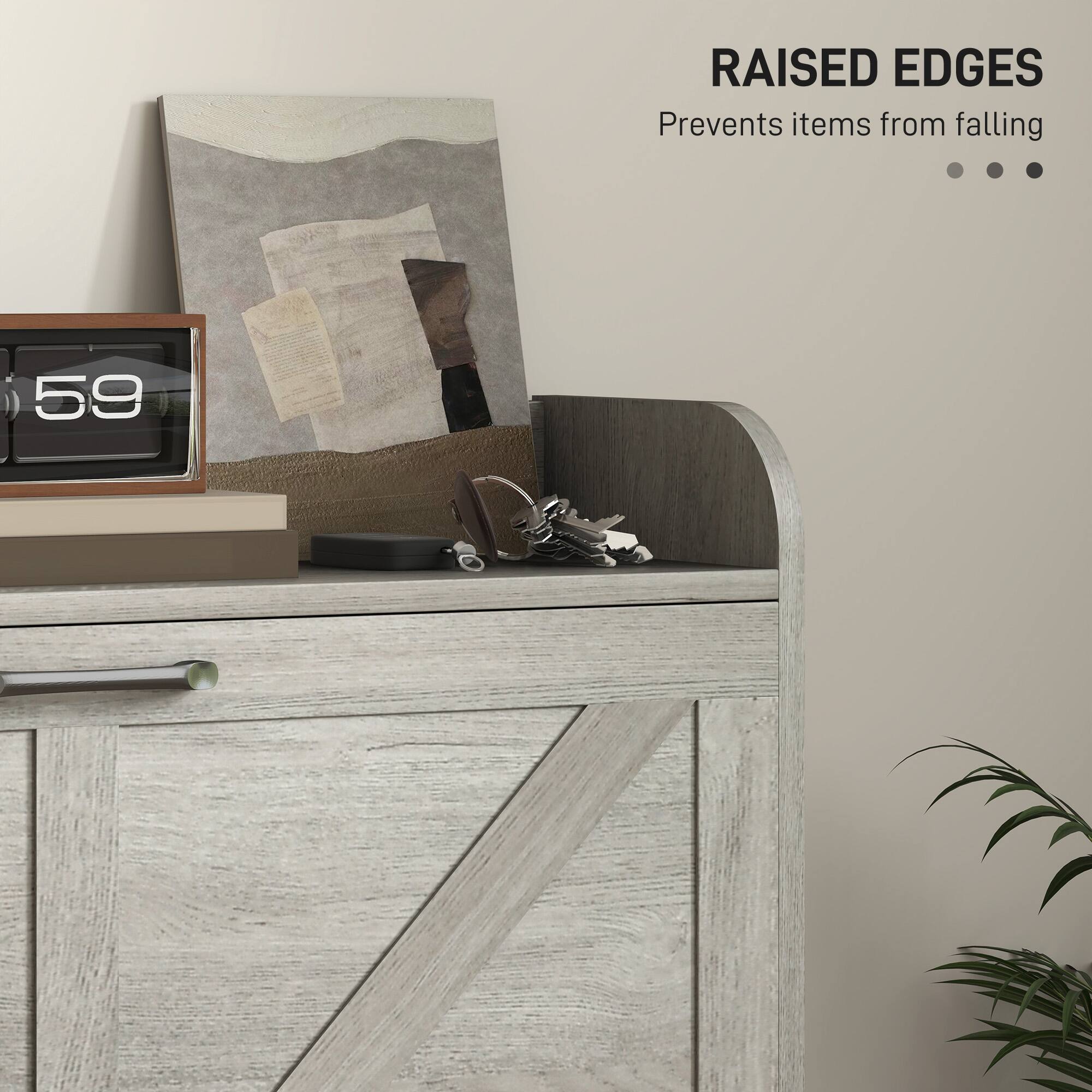 RAISED EDGES
Prevents items from falling
... 59