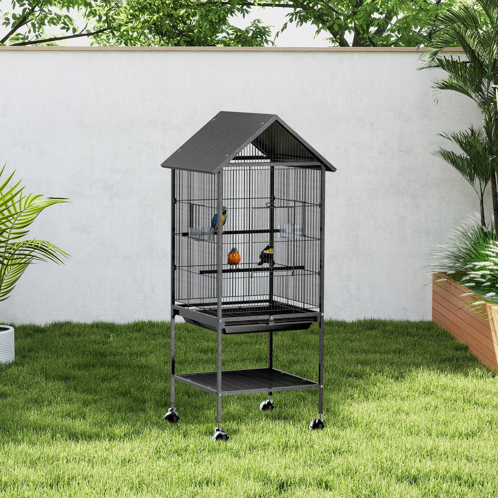 Alt View 8. Winado - 50in Parakeet Wire Bird Cage Portable for Finches Canaries Carrier with Wheels for Indoor/Outdoor.