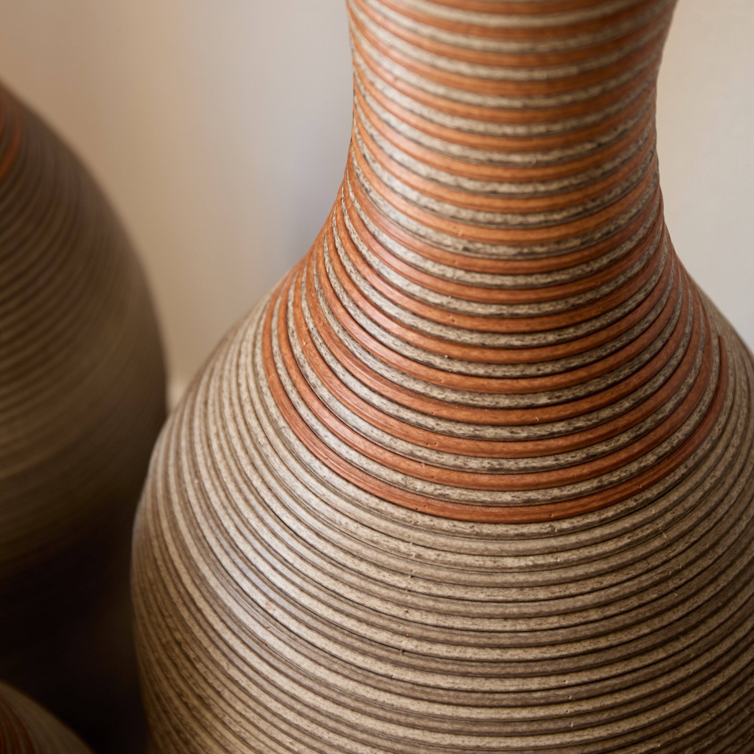 Alt View 1. Anysun - Hand-Woven PVC Rattan Vases Set of 3 - Brown Floor Vases, 28.35/24.41/20.47in for Farmhouse Decor - Brown Gray.