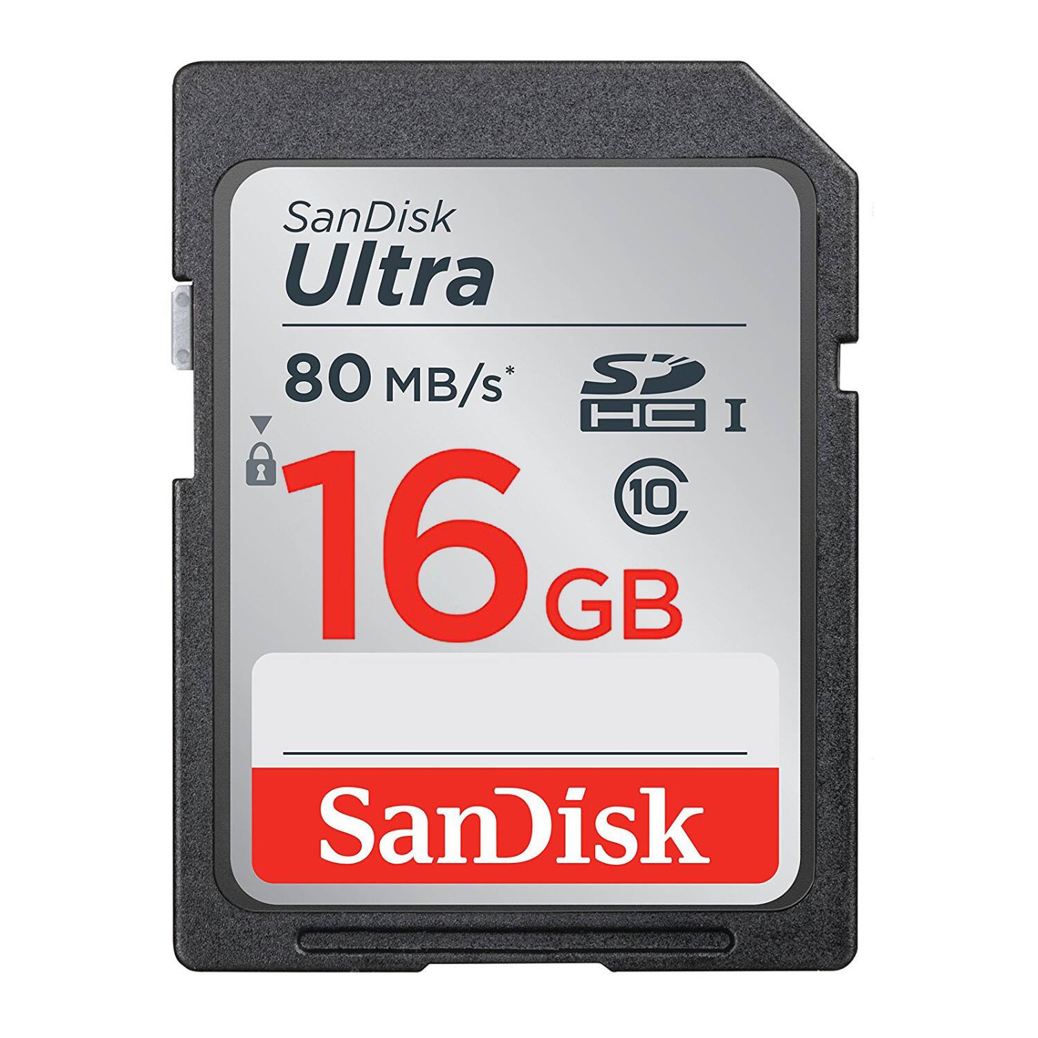 SanDisk Ultra  
80 MB/s*  
16 GB  
SDHC I  
10  
SanDisk