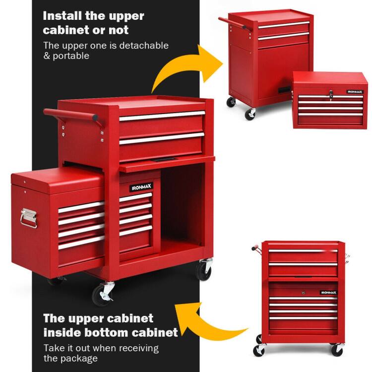 Install the upper cabinet or not  
The upper one is detachable & portable  

The upper cabinet inside bottom cabinet  
Take it out when receiving the package