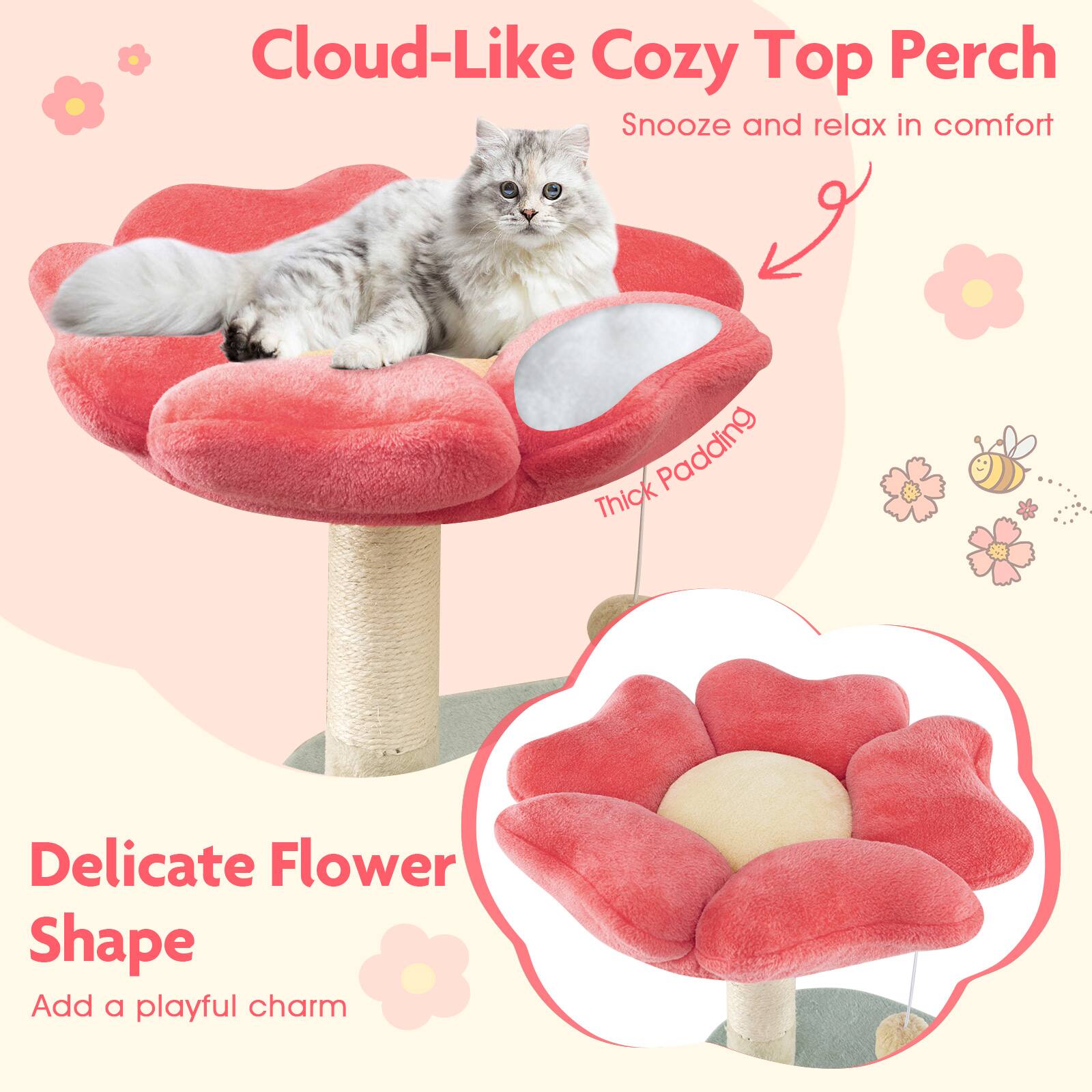 Cloud-Like Cozy Top Perch  
Snooze and relax in comfort  

Thick Padding  

Delicate Flower Shape  
Add a playful charm