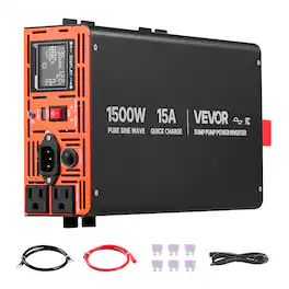 VEVOR - 1500W Sump Pump Battery Backup System, LCD Display, Auto Switches to Battery Inverter Power for Sump Pump,Pure Sine Wave - Black