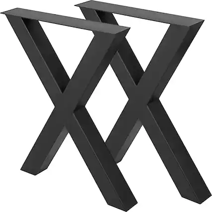 Front. VEVOR - Set of 2 Steel Table Legs, 28''Height 24''Wide Dining Table Legs, Heavy Duty 3.1" Square Box Section - Black.
