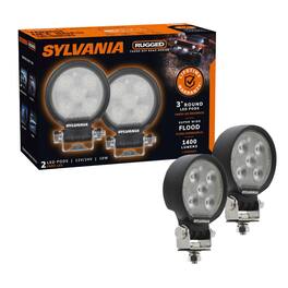 Sylvania - Rugged 3 Inch Round LED Light Pods | LIFETIME Limited Warranty | Flood Light 1400 Raw Lumens, Off Road Driving Work