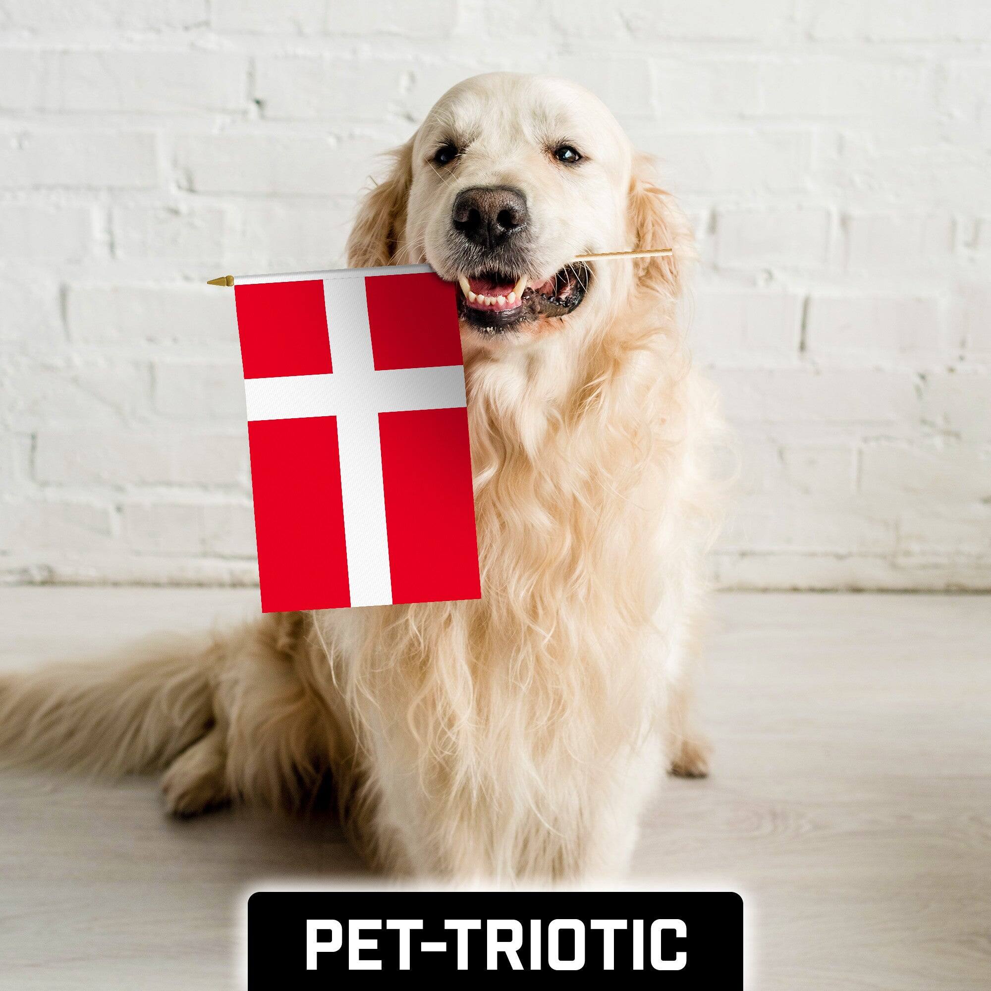 Alt View 3. G128 - 10-Pack 12 x 18 in Denmark Handheld Stick Flags - Red and White.